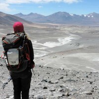 Looking down to Base Camp, and beyond on Ojos del Salado