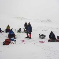 Everybody safely back down at camp 1 after a couple of tough nights at high camp. 6610m.