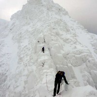 Climbers high on Tower Ridge