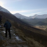 Setting off soaking up great views of The Mamores