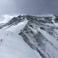 The team beginning the climb to 7500m where the snow ridge ends