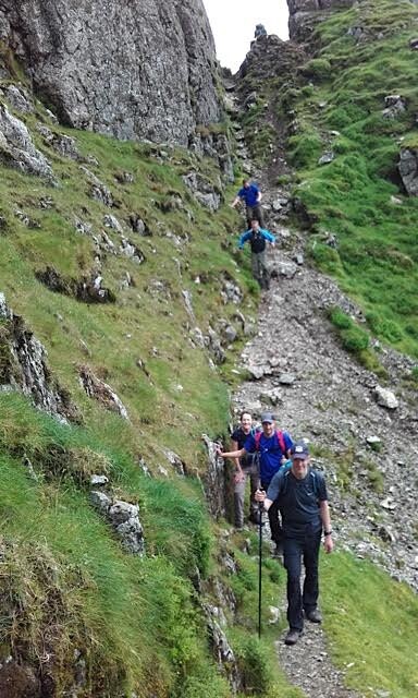 Heading back along Lord’s Rake, below the cliff of Scafell.