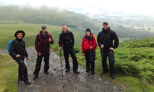 Emerging back down out of the cloud on our way down off Skiddaw. Good views of Keswick and Derwentwater.