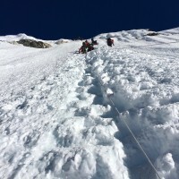 Fixed rope spaghetti on Island Peak.