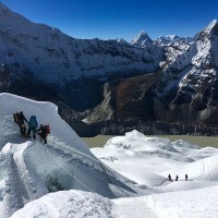 Icefall frolics on Island Peak.