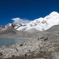 Approaching camp on the Amphulapcha with Everest in the background.