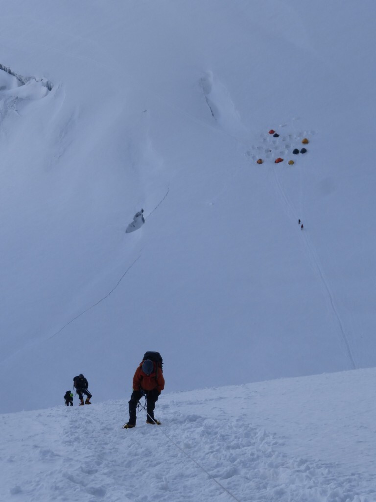 Climbing the headwall above Camp 2