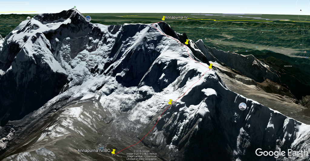 The route on Annapurna IV