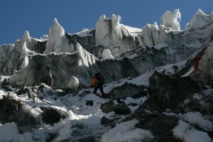 Rob on fixed lines to camp 1 upper