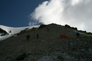 Looking up the ridge at 5200m