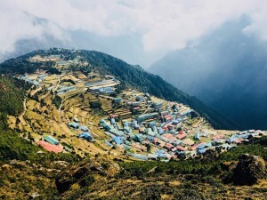 Looking Down to Namche enroute to Ama Dablam