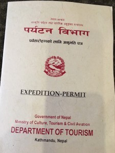 Annapurna IV expedition permit