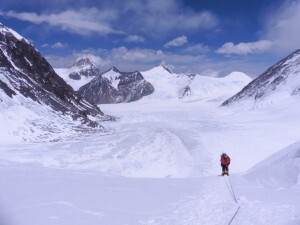 On the way to the North col, Lhapka Ri in the centre in the background