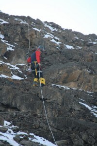 John abseiling on fixed lines