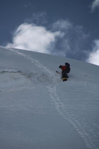 Isabelle on final steep section to C2