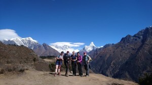 Ama Dablam and Everest behind the clouds