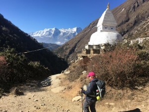 Selina on the trail down to Namche