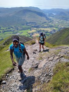 ascending Hall's Fell Ridge